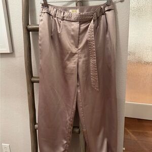 Maeve Anthropologie satin parachute pants in a champagne color size 6